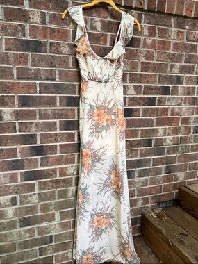 Forever 21 Cream Maxi Dress with Peach Floral Print